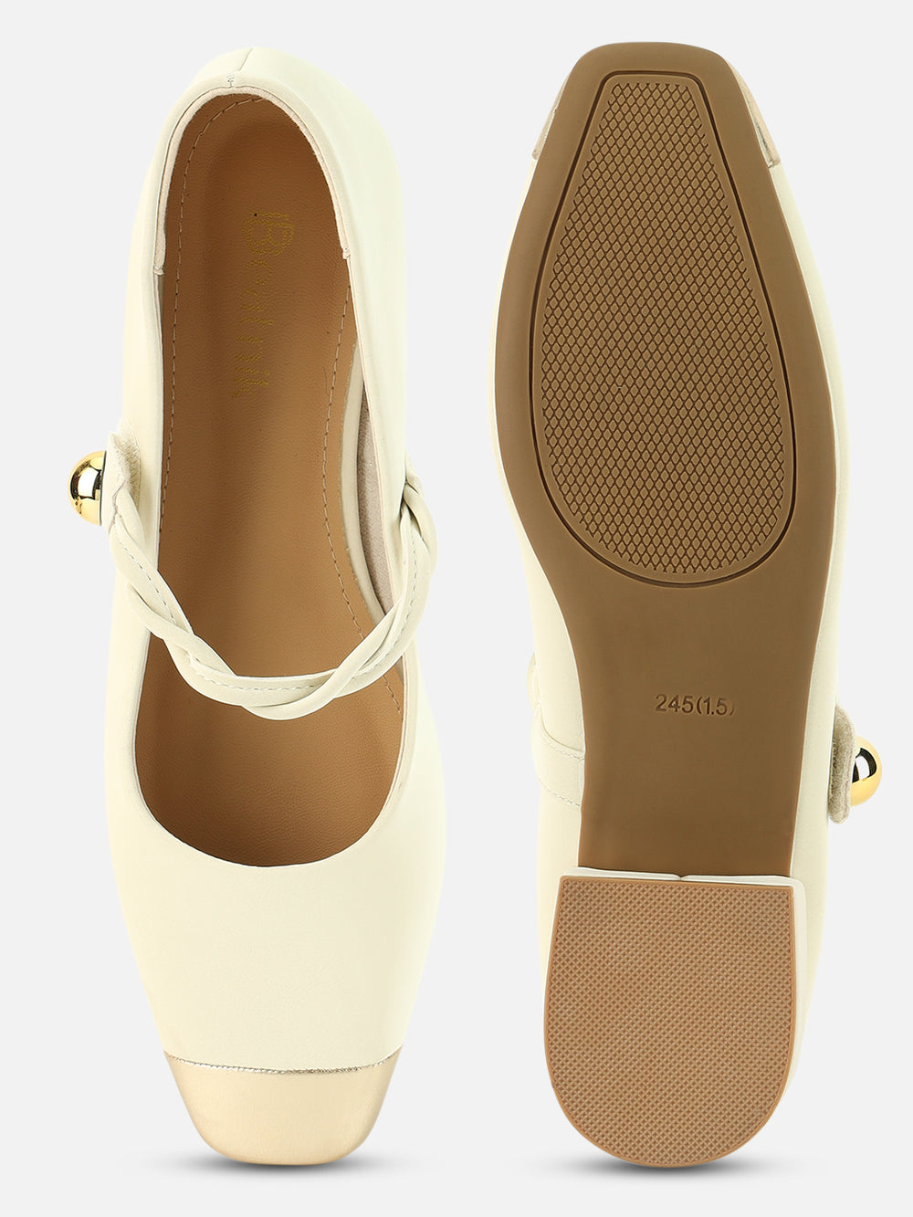 Beatnik White Western Style Casual Pumps for Women with Gold Toe & Bell Tie