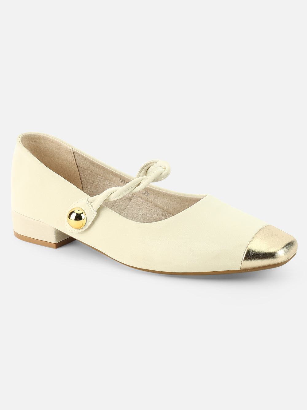 Beatnik White Western Style Casual Pumps for Women with Gold Toe & Bell Tie