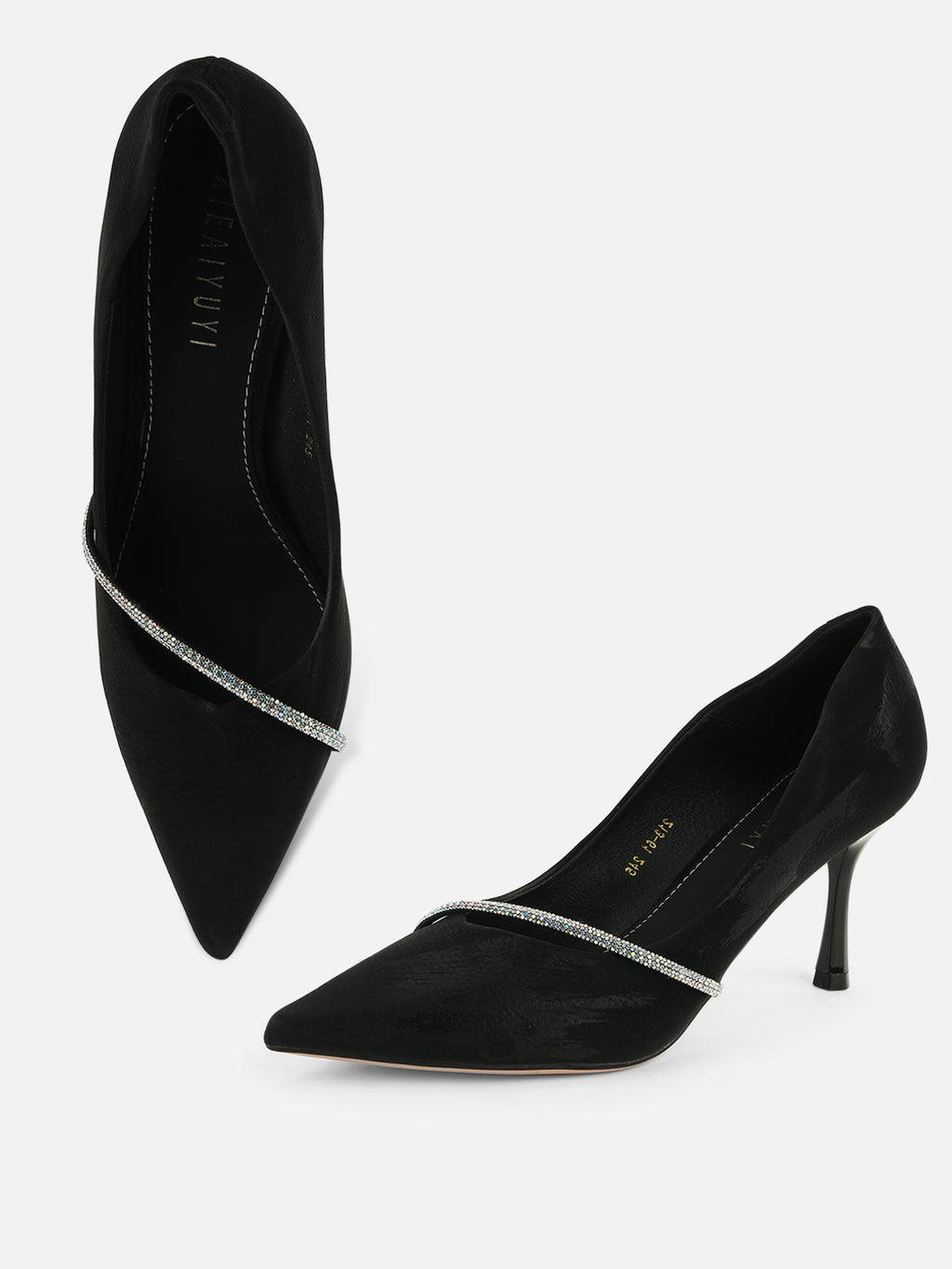 Grace in Every Step: Beatnik Embellished Stiletto Black Pumps