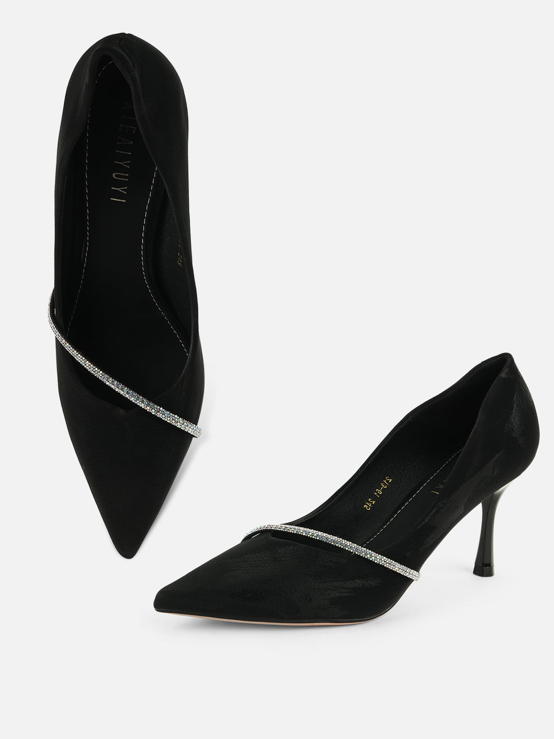 Grace in Every Step: Beatnik Embellished Stiletto Black Pumps