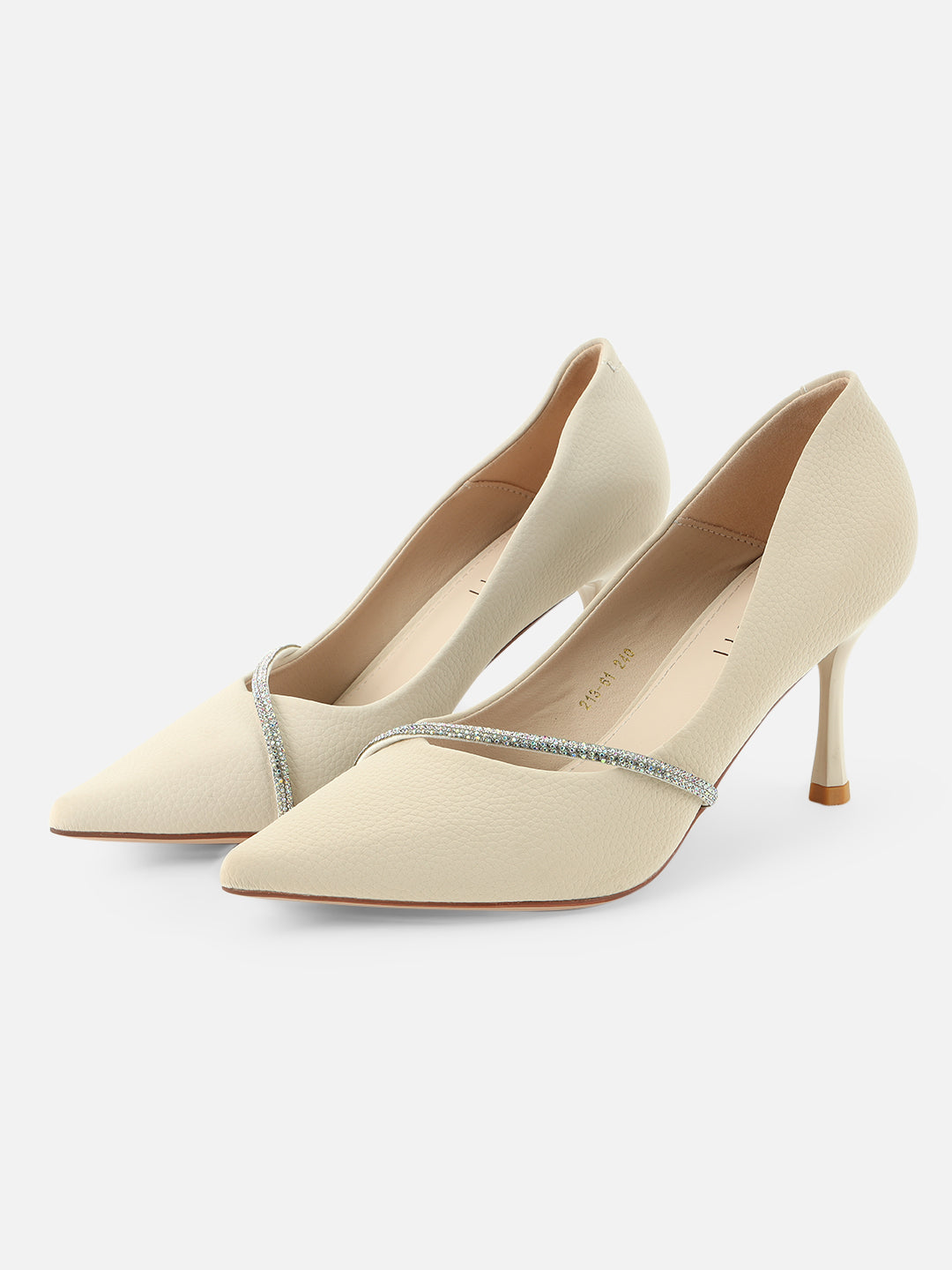 Grace in Every Step: Beatnik Embellished Stiletto White Pumps