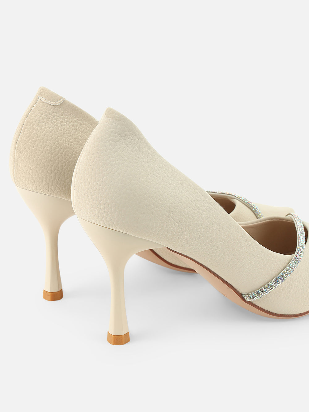 Grace in Every Step: Beatnik Embellished Stiletto White Pumps
