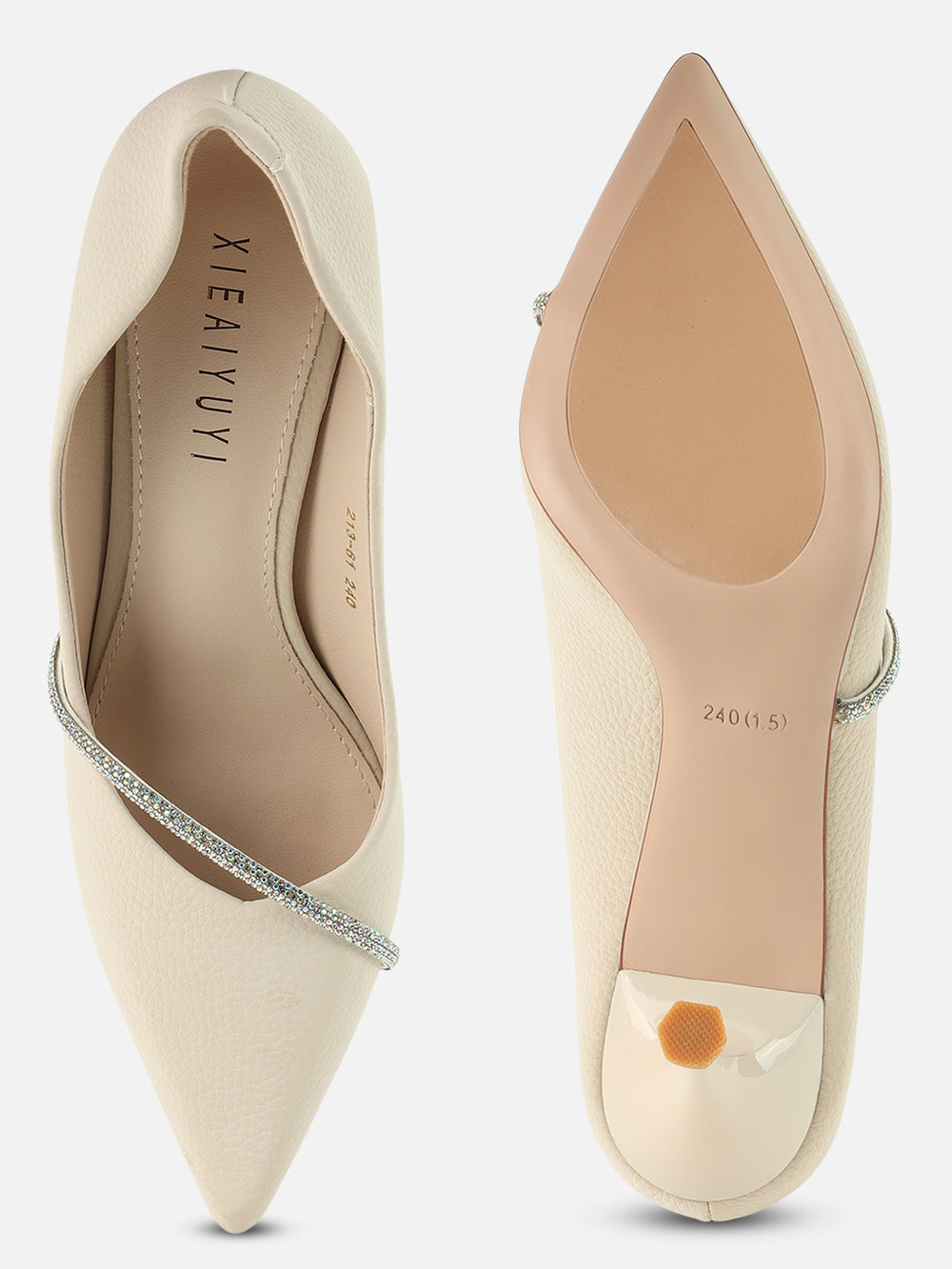 Grace in Every Step: Beatnik Embellished Stiletto White Pumps