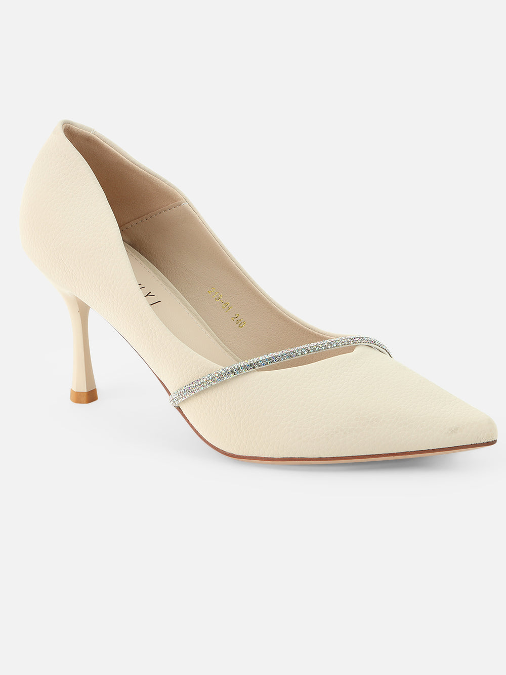 Grace in Every Step: Beatnik Embellished Stiletto White Pumps