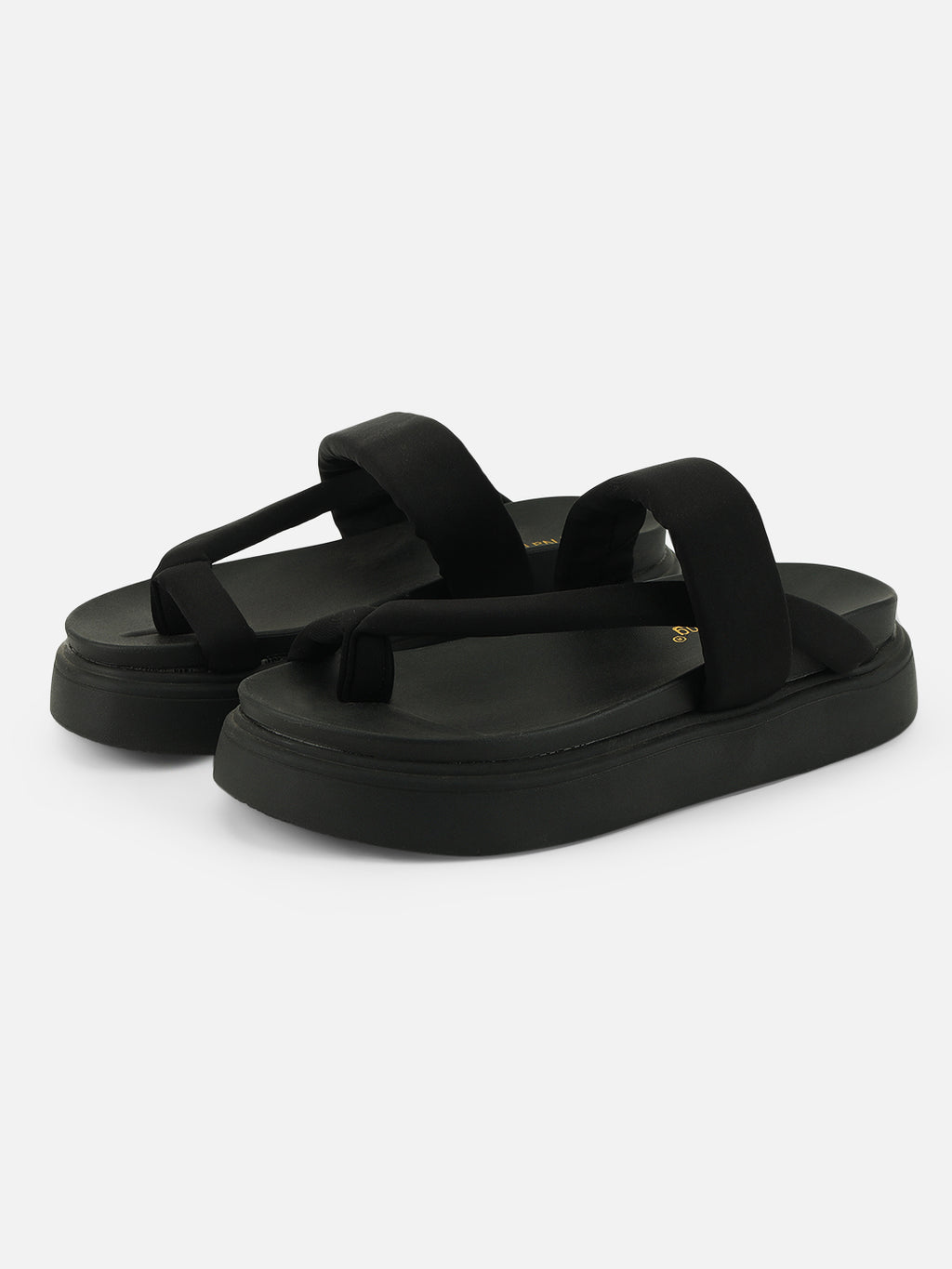 Beatnik Stylish Women’s Slip-On Sandals | Black Padded Platform Flip-Flops for Casual Wear