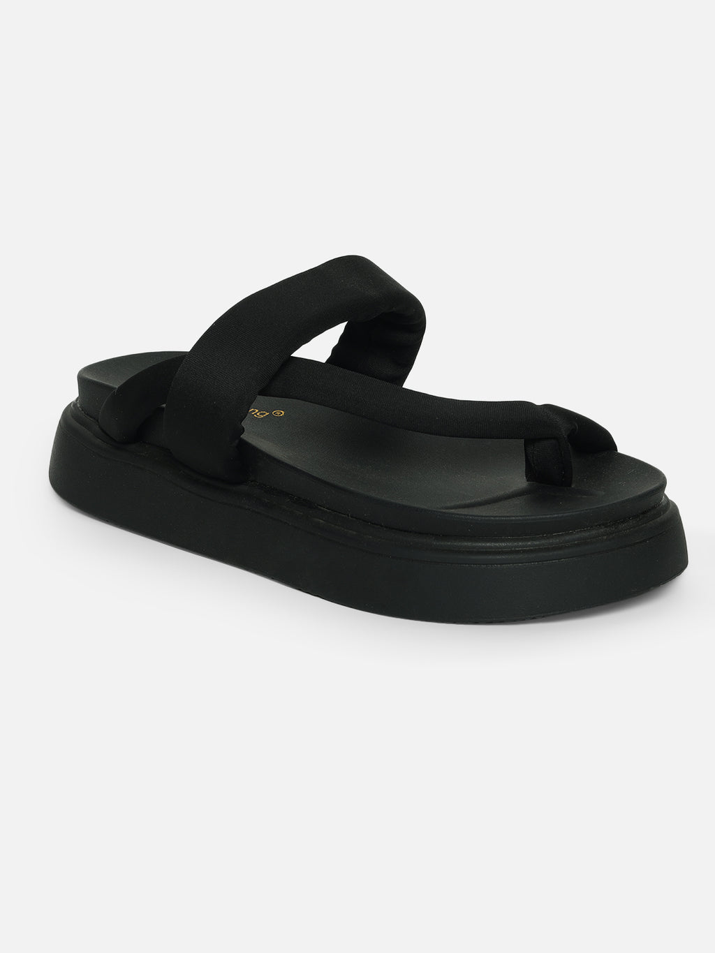 Beatnik Stylish Women’s Slip-On Sandals | Black Padded Platform Flip-Flops for Casual Wear