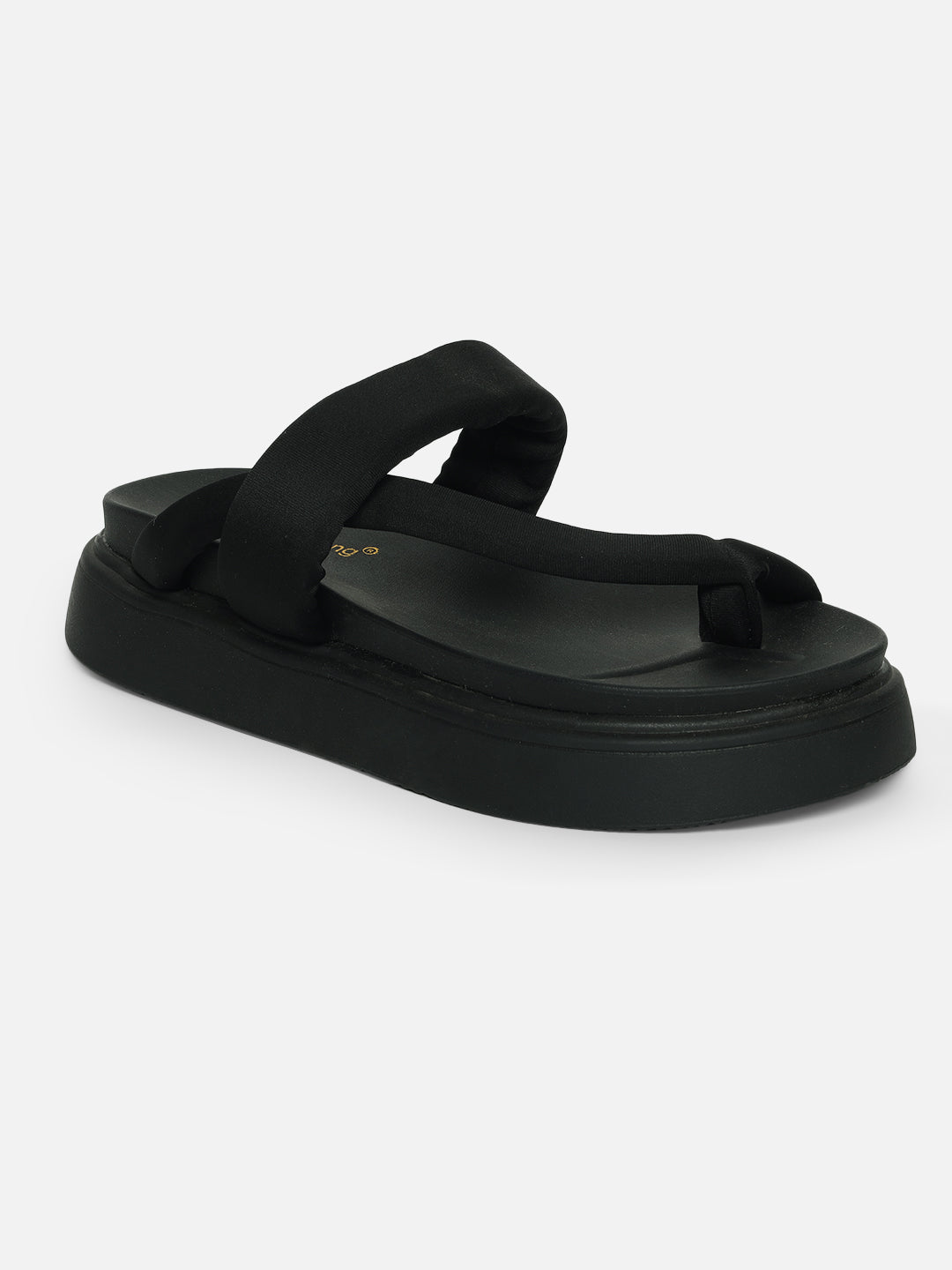 Beatnik Stylish Women’s Slip-On Sandals | Black Padded Platform Flip-Flops for Casual Wear