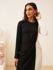 Beatnik Black & White Sheath Midi Dress Beatnik India