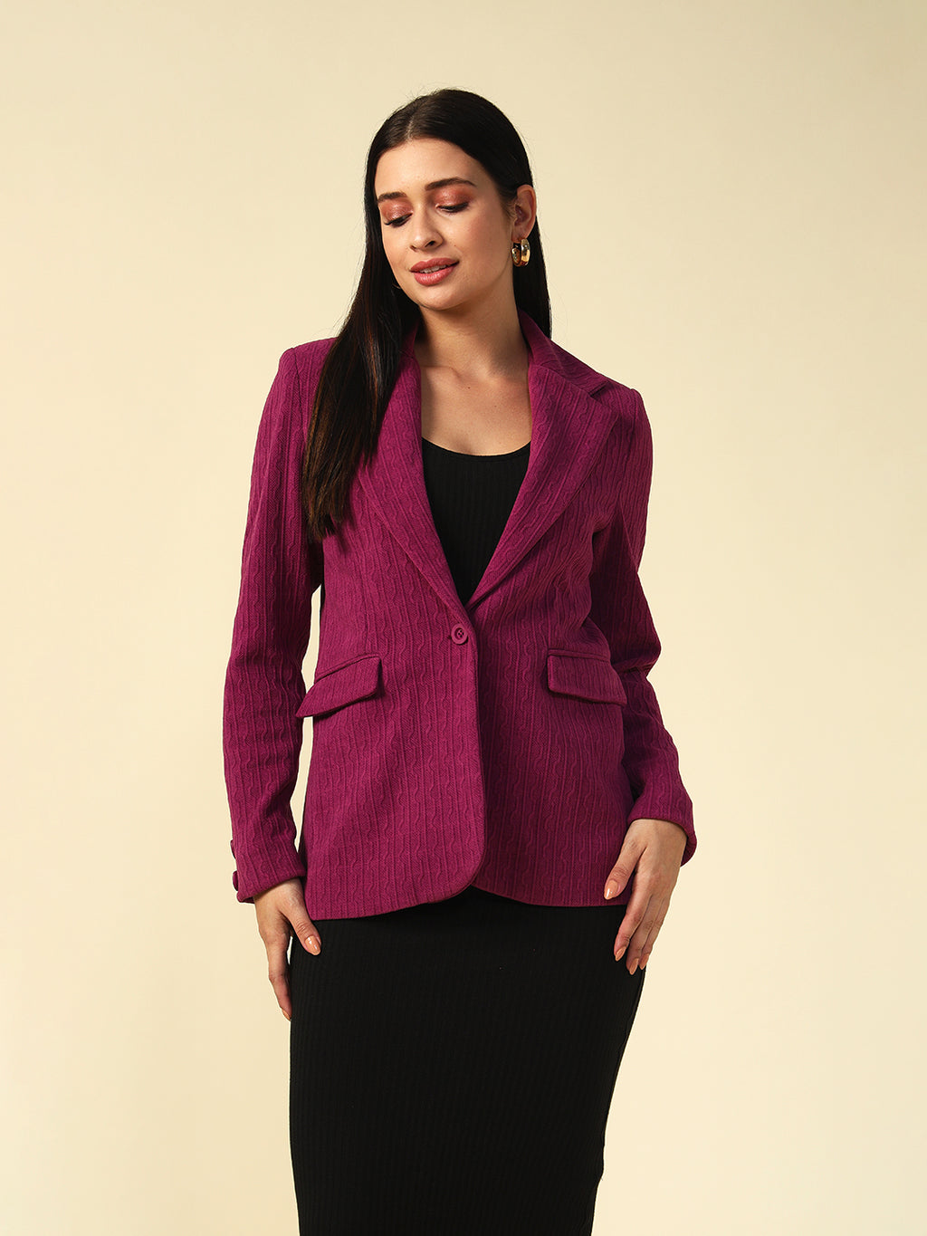 Single Breasted Purple Womens Blazers Beatnik