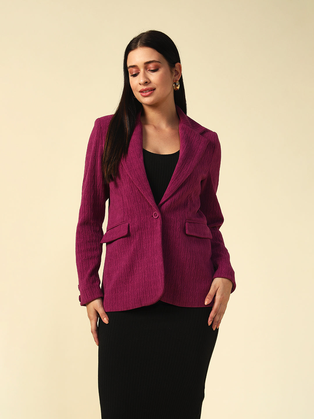 Single Breasted Purple Womens Blazers Beatnik
