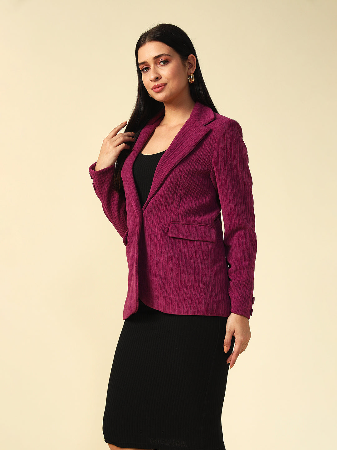 Single Breasted Purple Womens Blazers Beatnik