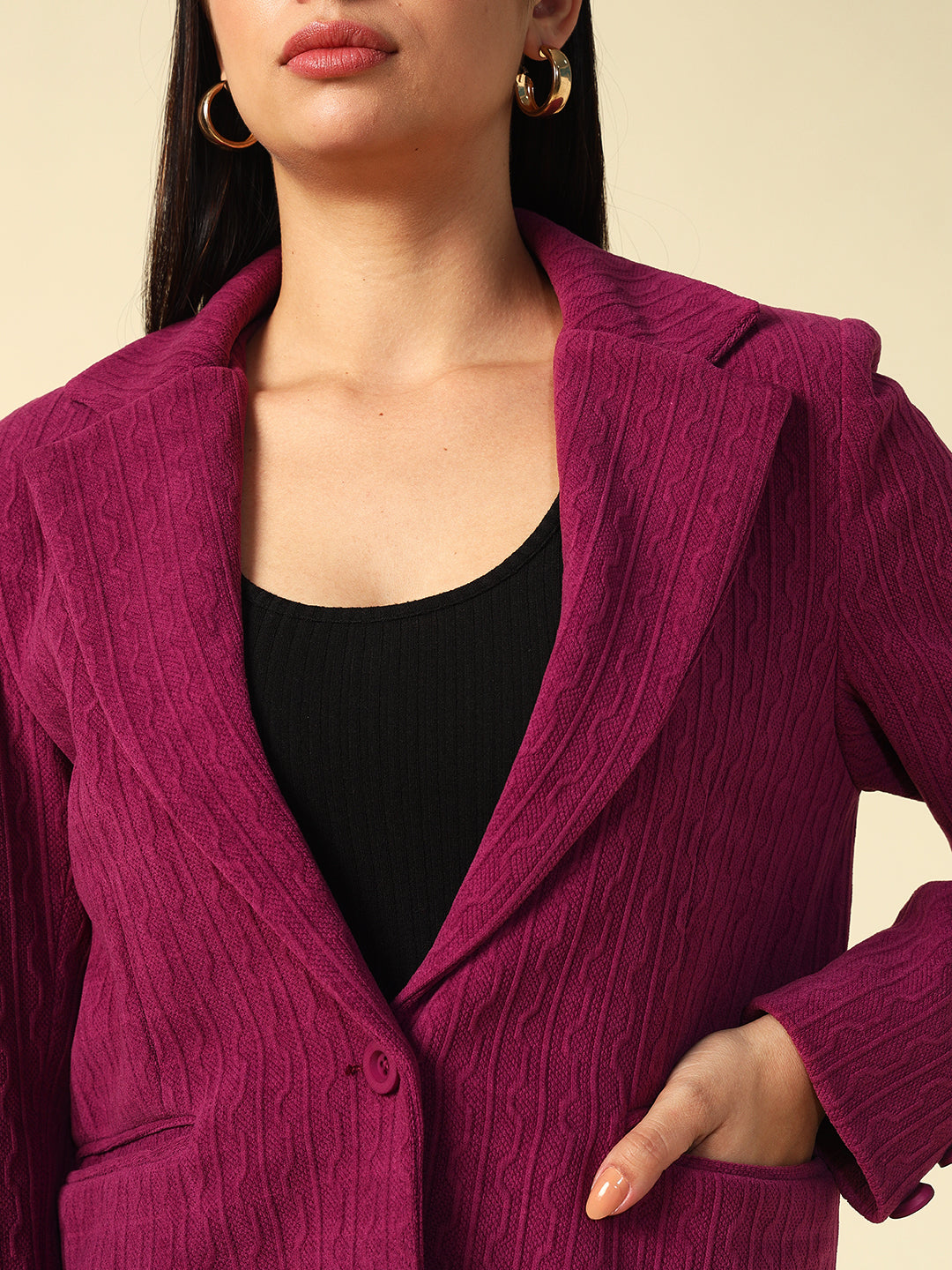 Single Breasted Purple Womens Blazers Beatnik