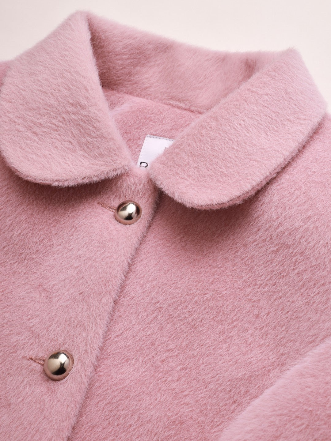 Beatnik Longline Loose Button Light Pink Solid Winter Blazer Beatnik India