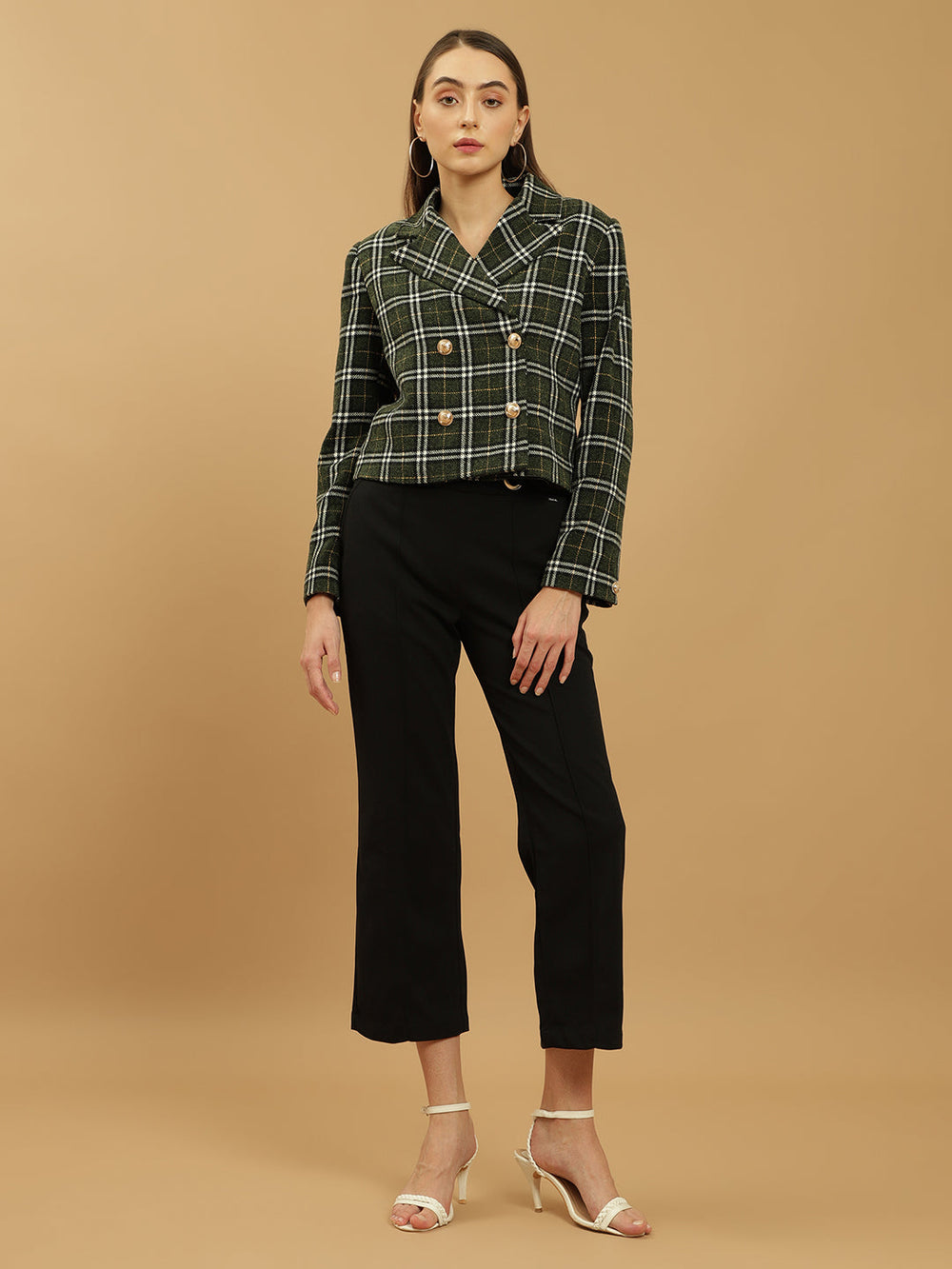 Beatnik Deep Lapel Blazer Crop Self Womens Blazers Beatnik