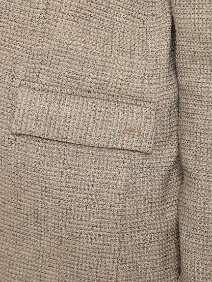 Beatnik Front Open Regular Shawl Collar Womens Beige Blazers Beatnik India