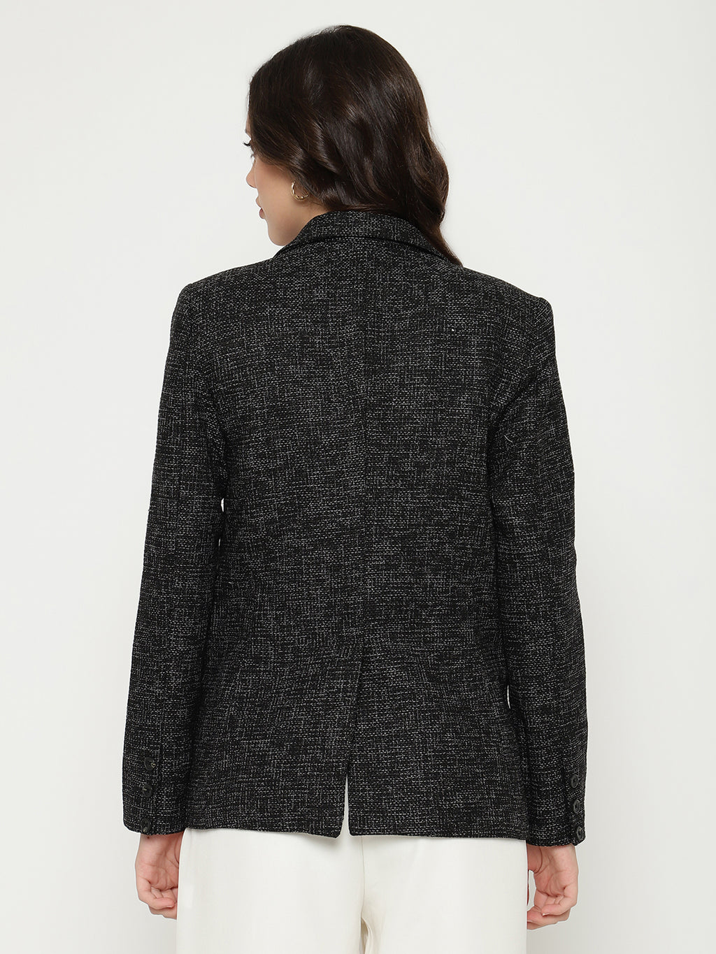 Beatnik Front Open Regular Shawl Collar Womens Black Blazers Beatnik India