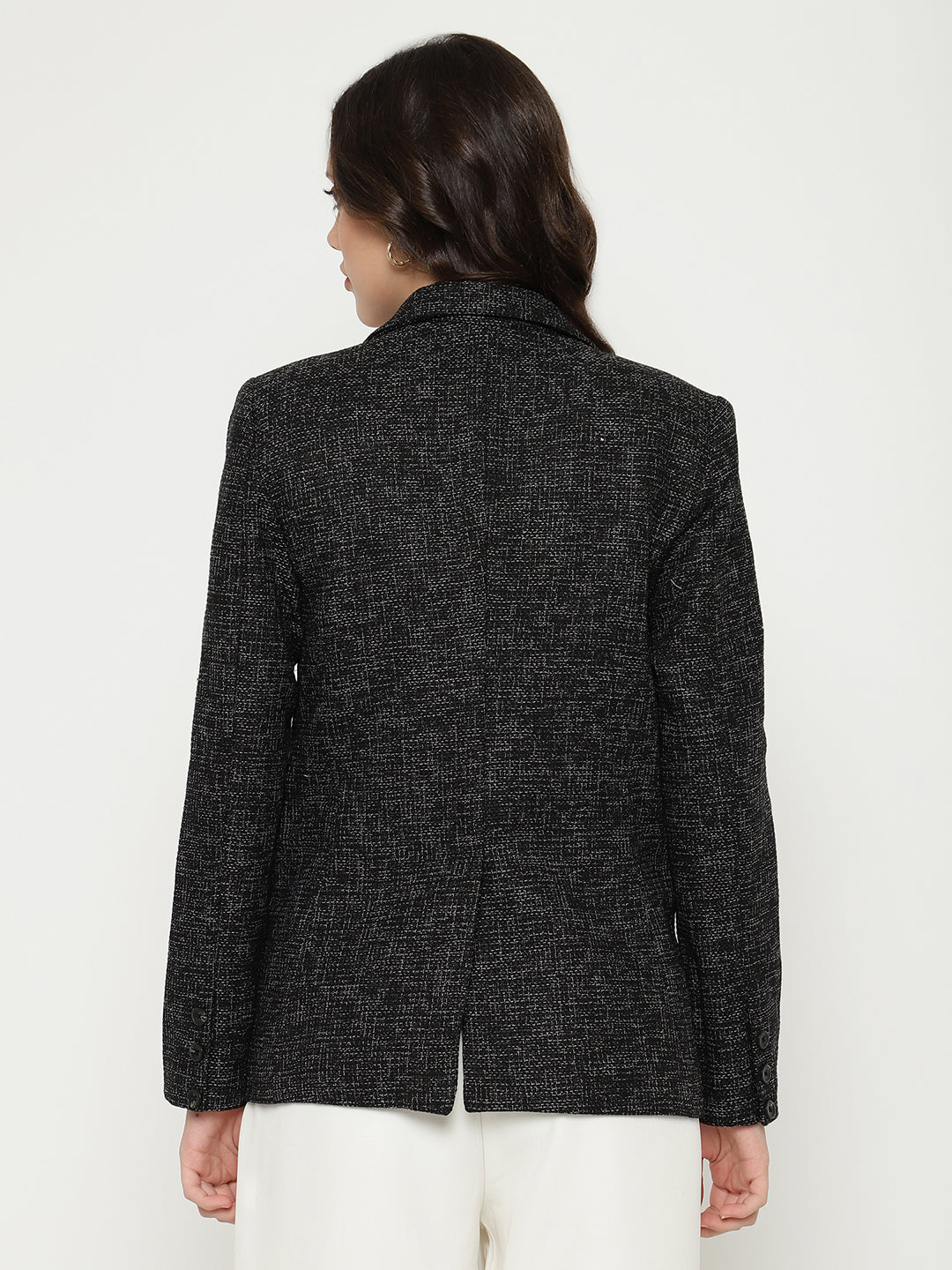 Beatnik Front Open Regular Shawl Collar Womens Black Blazers Beatnik India