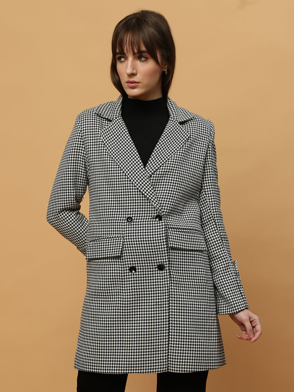 Beatnik Zigzag Long Sleeves Elegant Style Women's Black Blazers Beatnik India