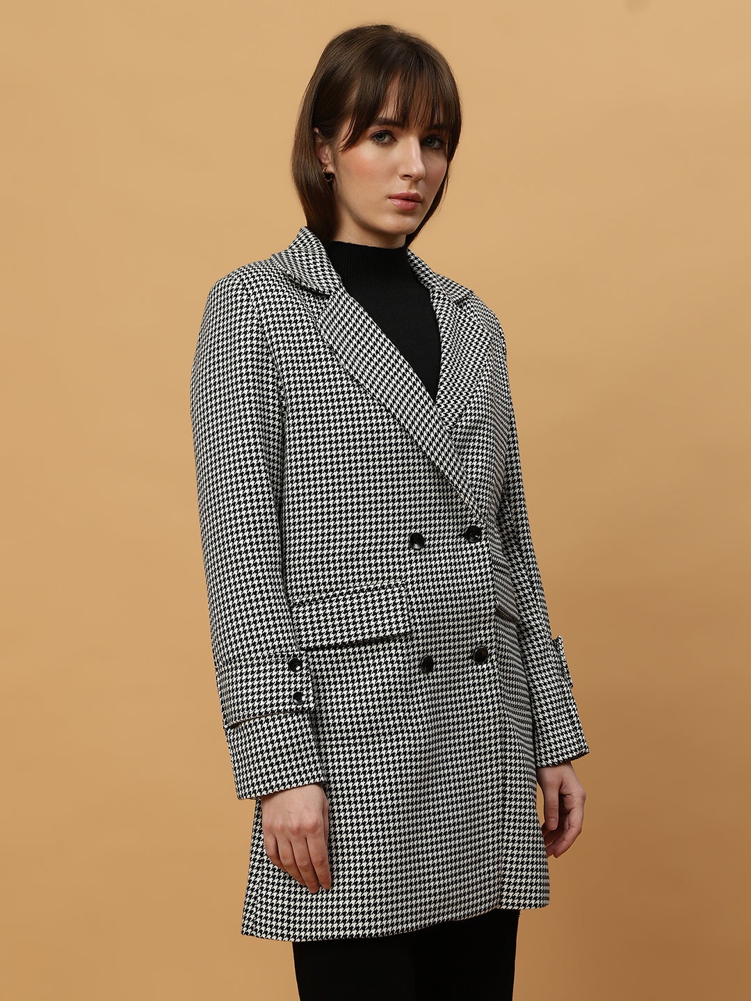 Beatnik Zigzag Long Sleeves Elegant Style Women's Black Blazers Beatnik India