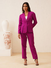 Purple Puff Sleeve Single-Breasted Blazer Beatnik