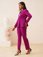 Purple Puff Sleeve Single-Breasted Blazer Beatnik