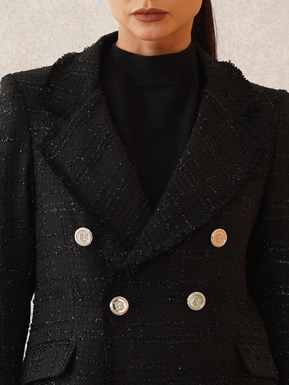 Black Two Button Notched Lapel Blazers Beatnik