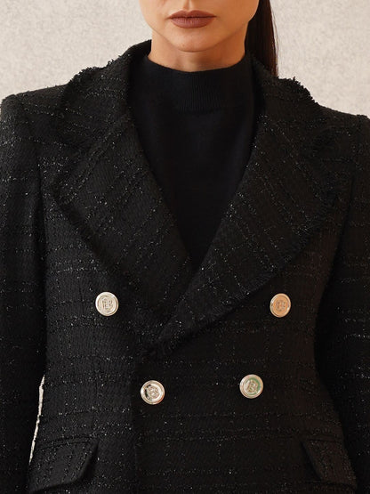 Black Two Button Notched Lapel Blazers Beatnik