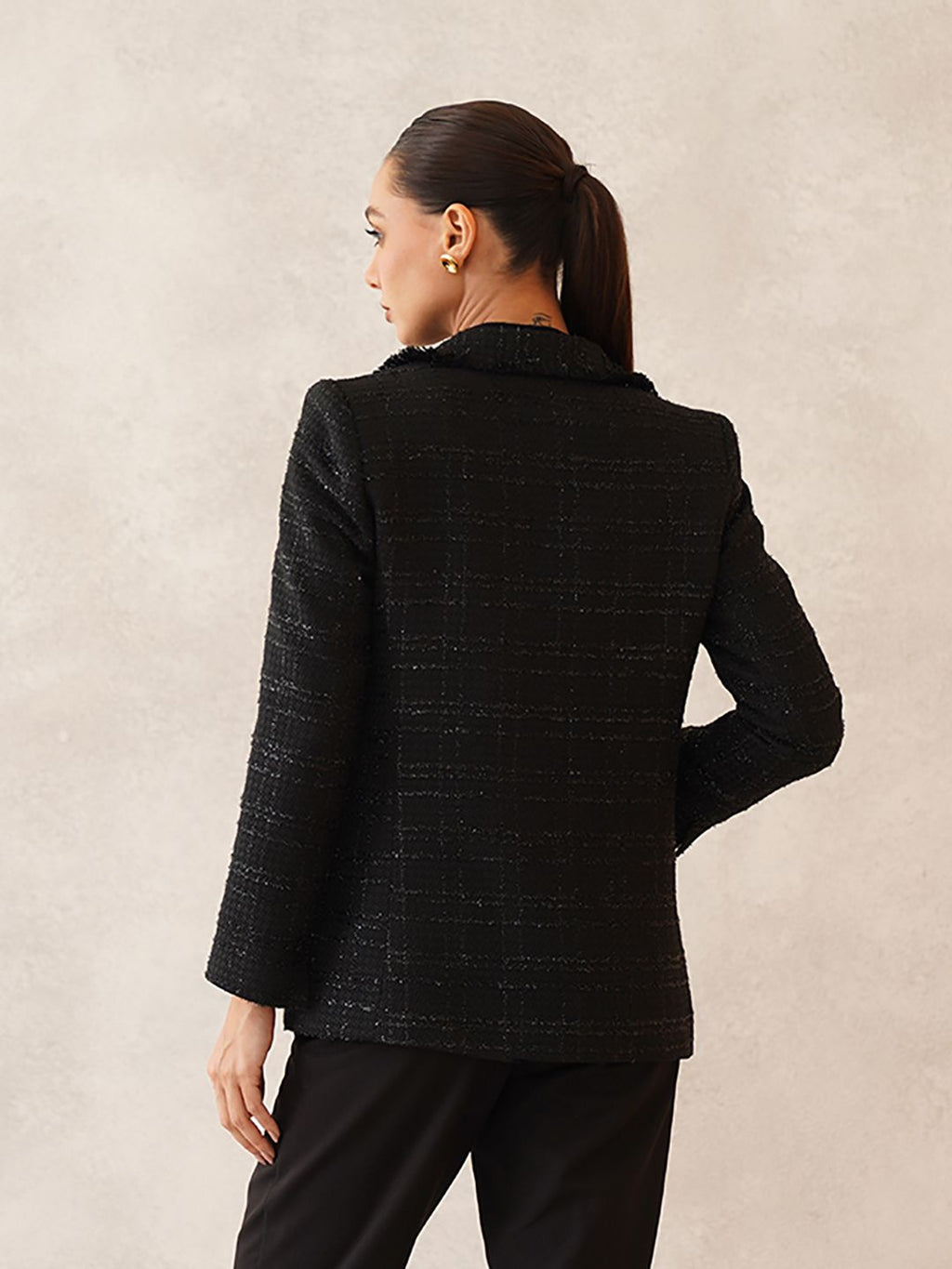 Black Two Button Notched Lapel Blazers Beatnik