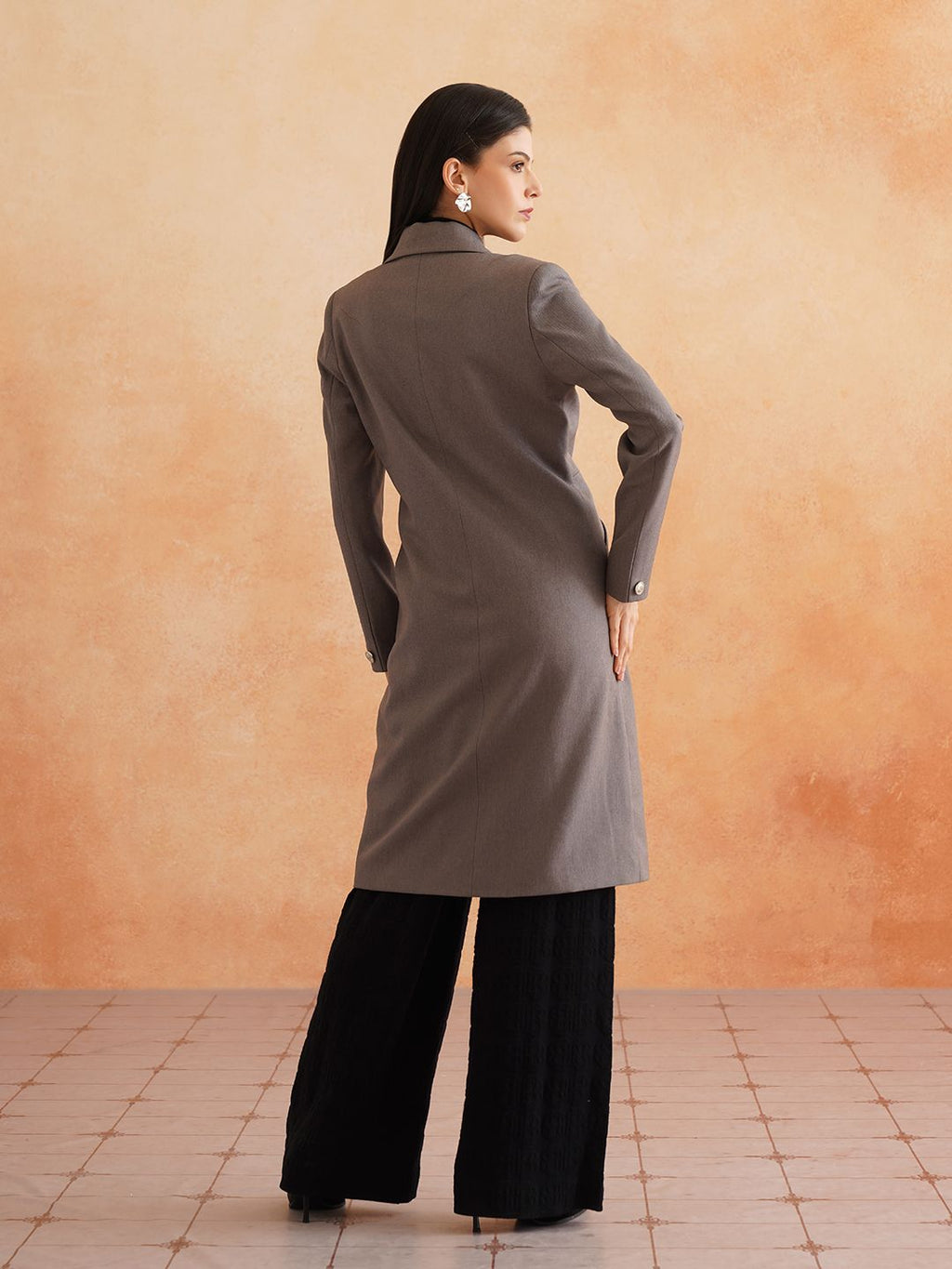 Grey Double Breasted Notched Lapel Blazers Beatnik