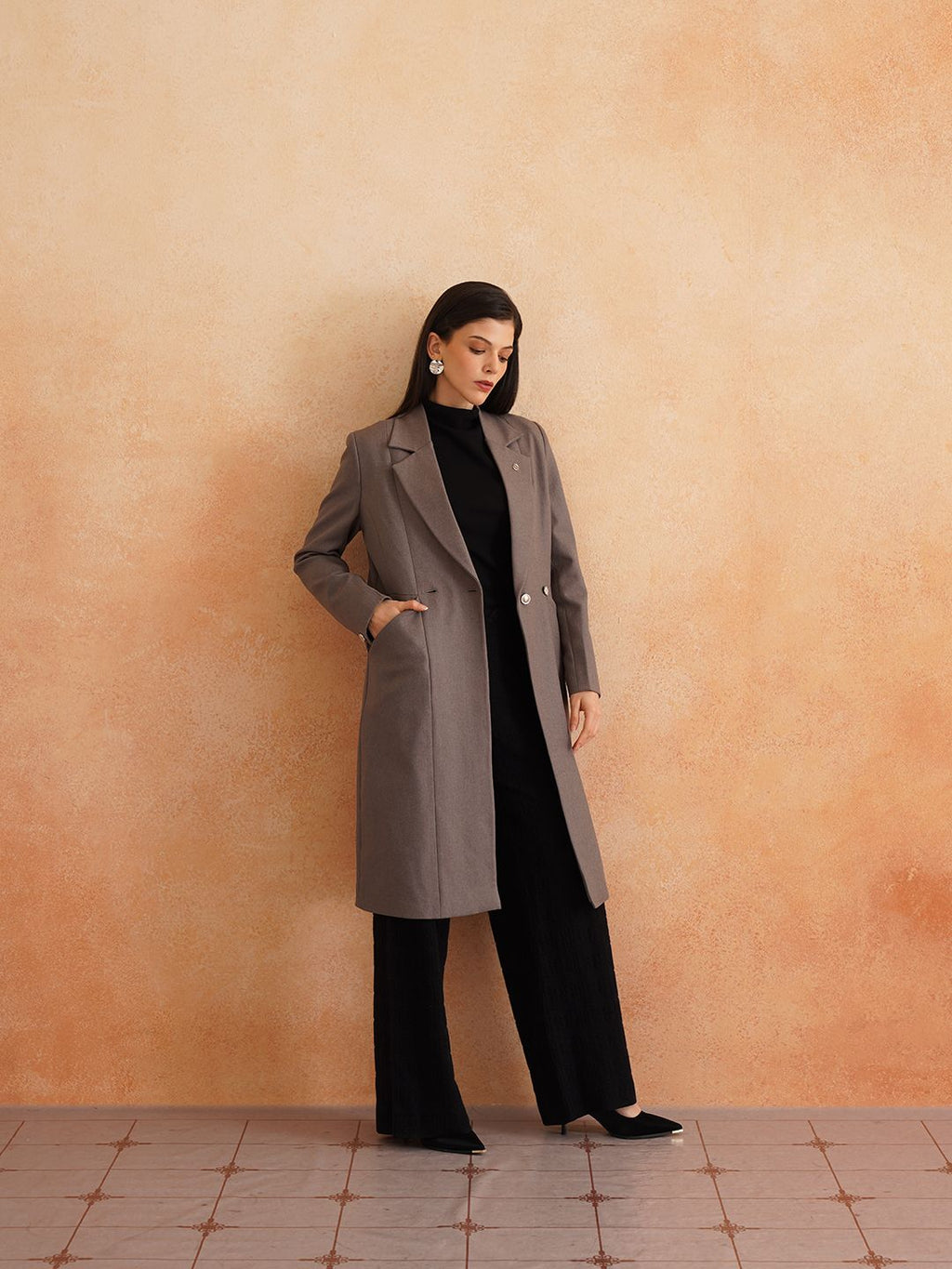 Grey Double Breasted Notched Lapel Blazers Beatnik