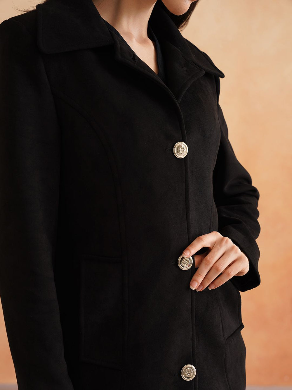 Black Three Button Notched Lapel Blazers Beatnik