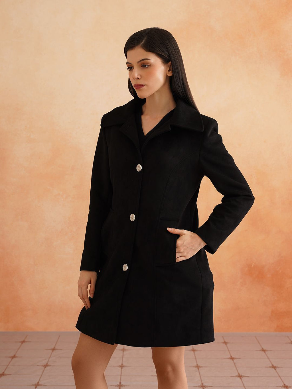 Black Three Button Notched Lapel Blazers Beatnik
