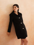 Black Three Button Notched Lapel Blazers Beatnik