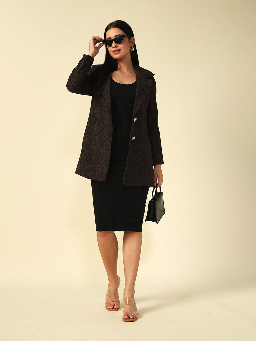 Single Breasted Brown Womens Blazers Beatnik