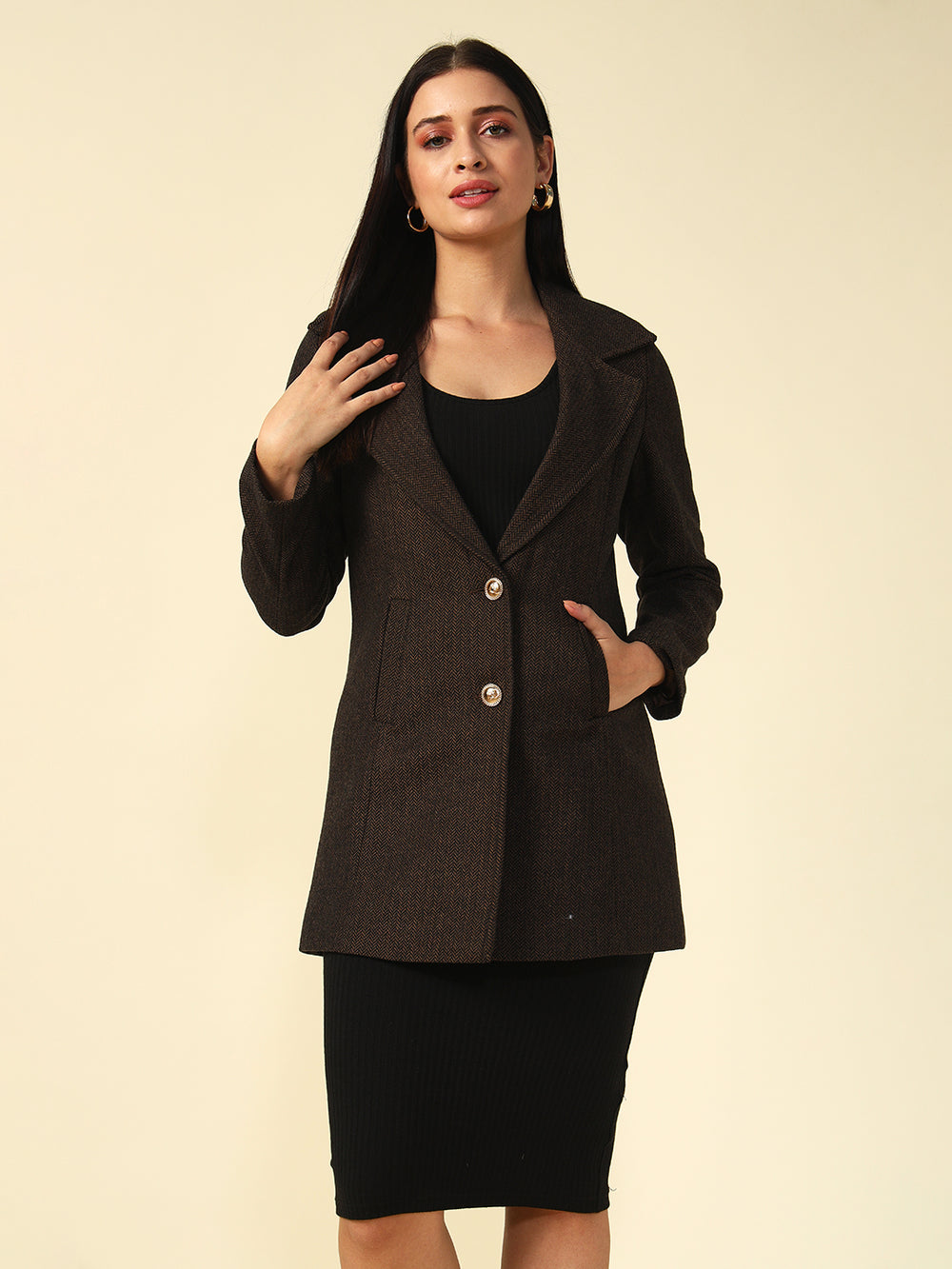 Single Breasted Brown Womens Blazers Beatnik