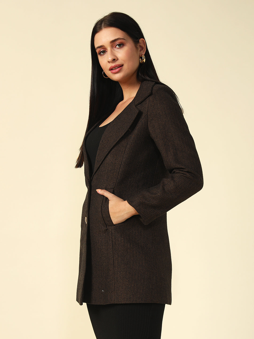 Single Breasted Brown Womens Blazers Beatnik