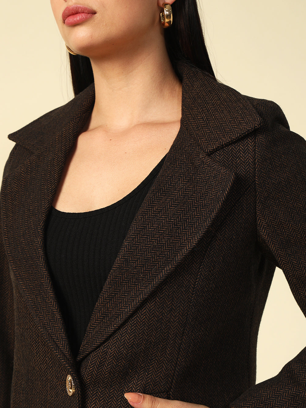 Single Breasted Brown Womens Blazers Beatnik