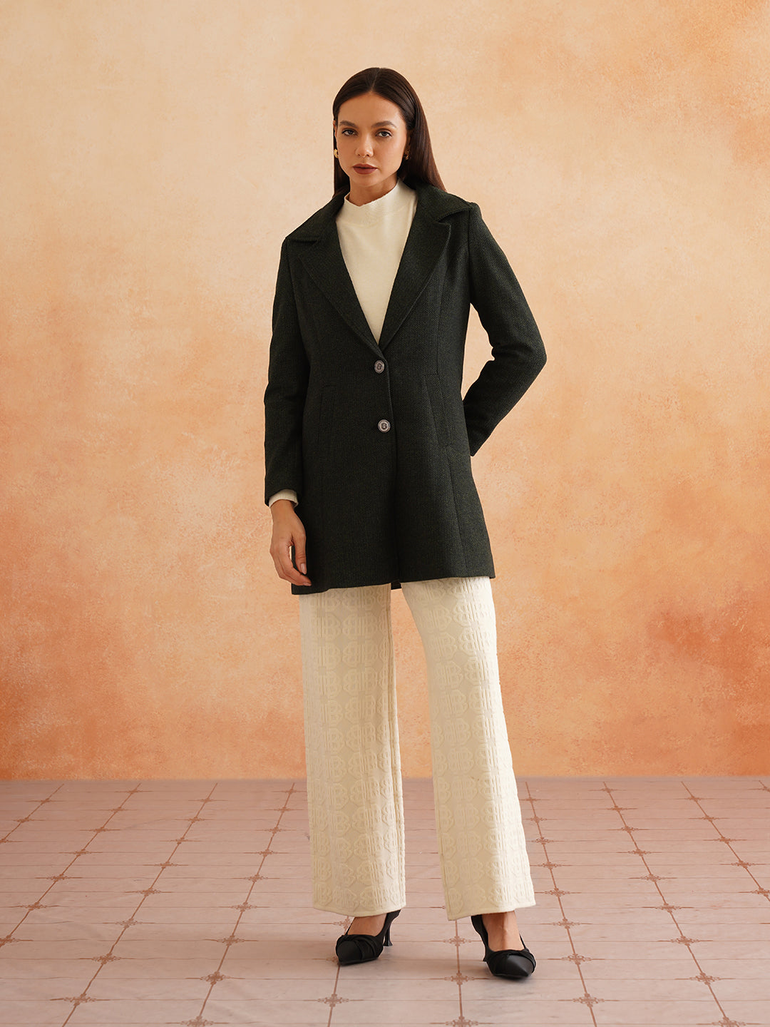 Single Breasted Green Womens Blazers Beatnik