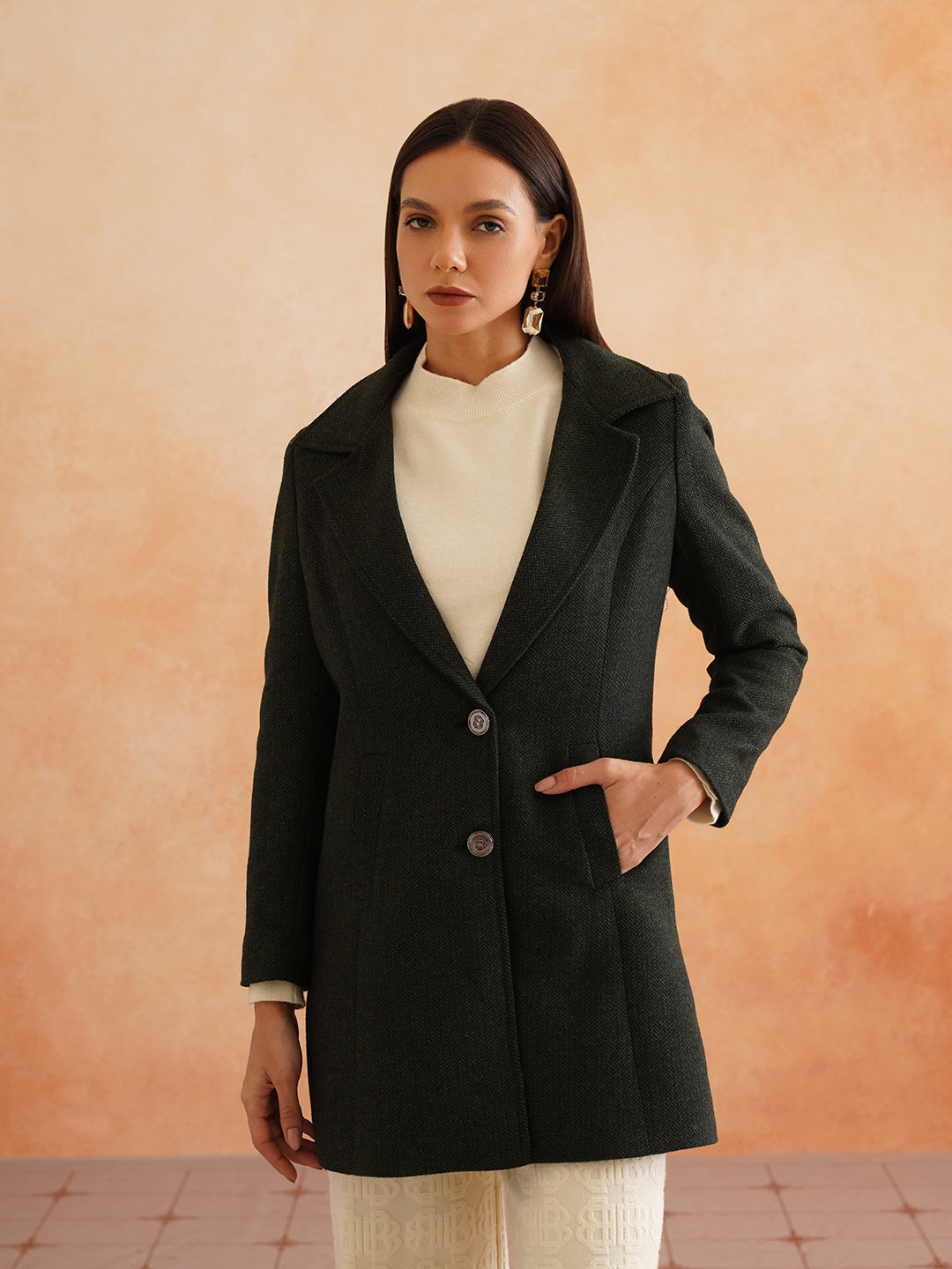 Single Breasted Green Womens Blazers Beatnik