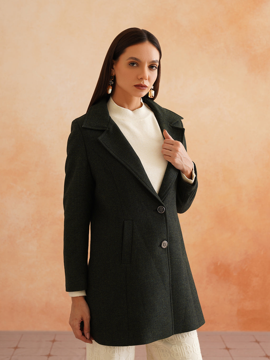 Single Breasted Green Womens Blazers Beatnik