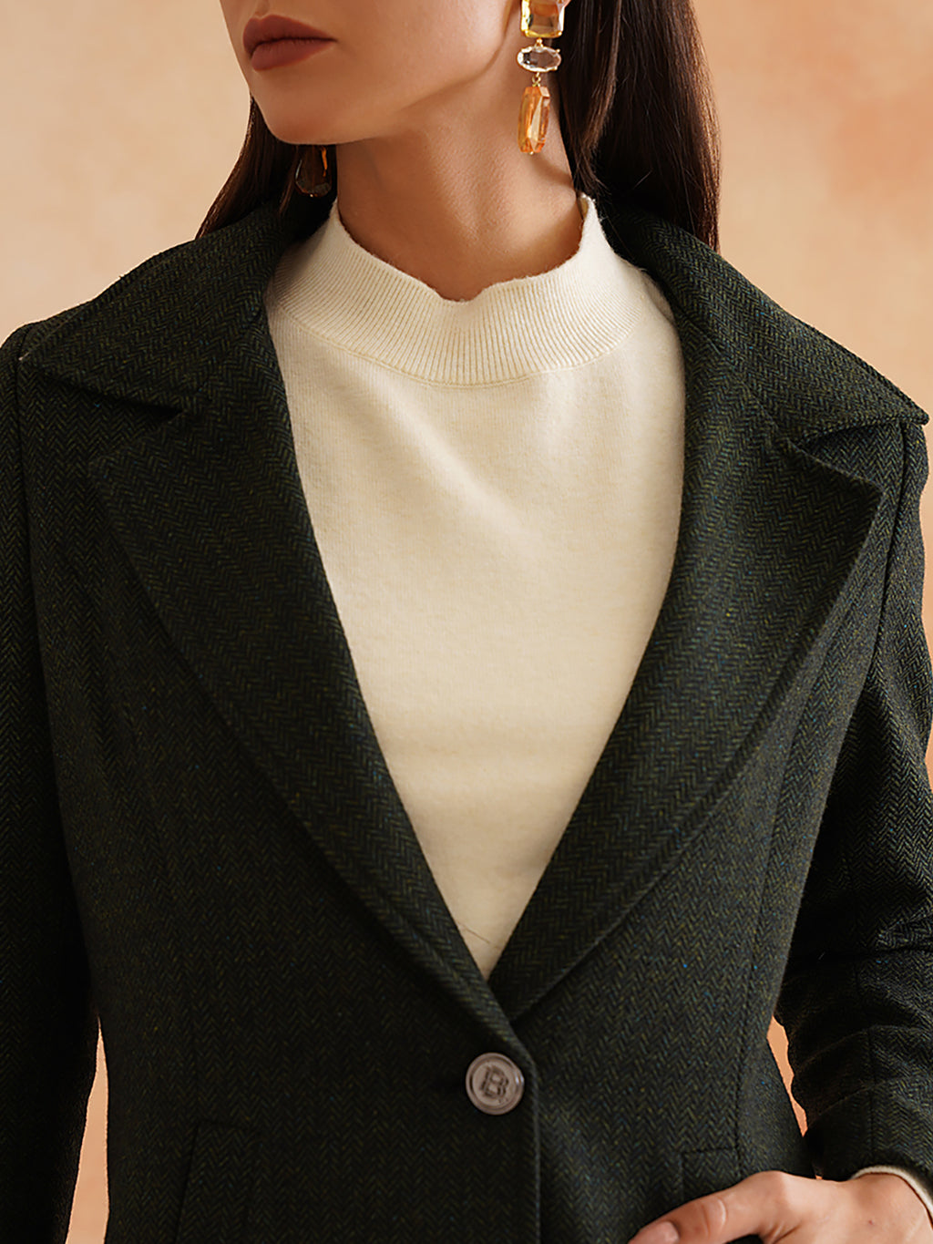 Single Breasted Green Womens Blazers Beatnik