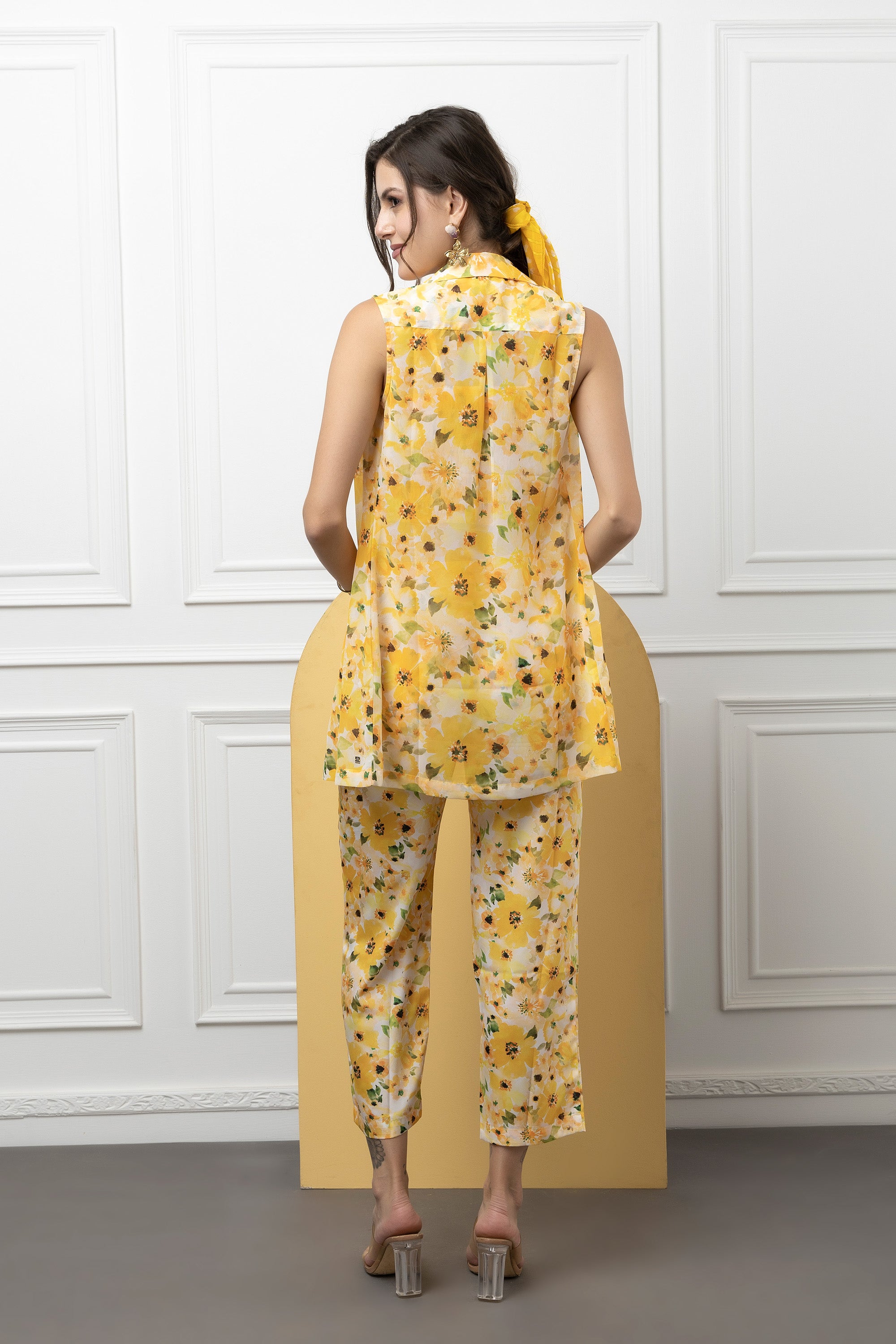 Beatnik Yellow Printed 3 Piece Coord Set Beatnik India