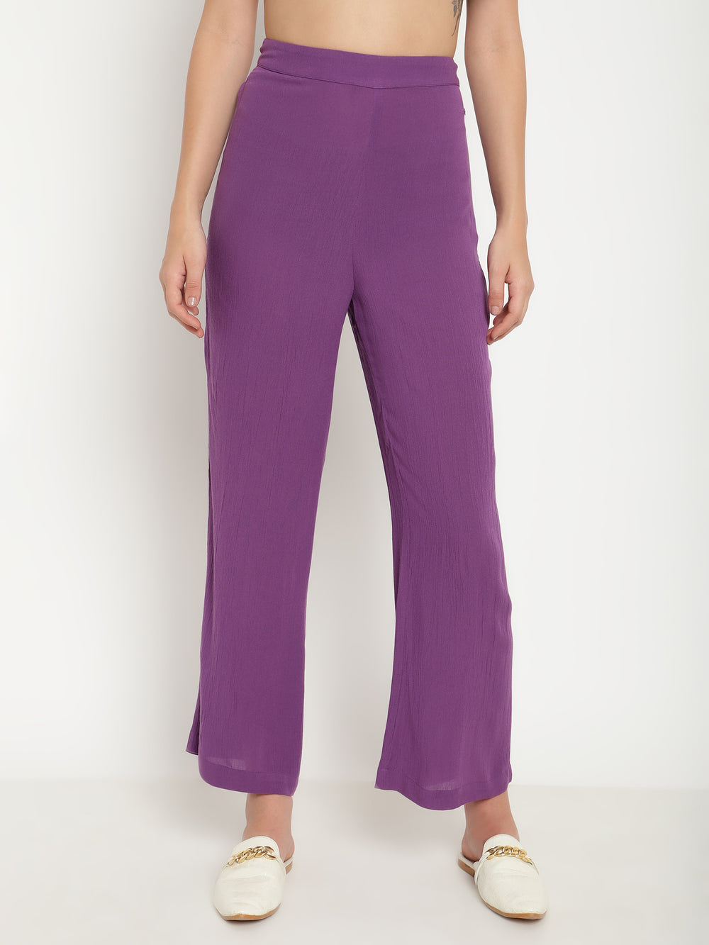 Layered Purple 2-Piece Coord Set in Crinkle Rayon Beatnik