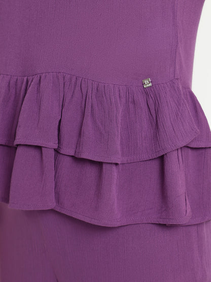 Layered Purple 2-Piece Coord Set in Crinkle Rayon Beatnik