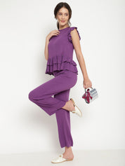 Layered Purple 2-Piece Coord Set in Crinkle Rayon Beatnik