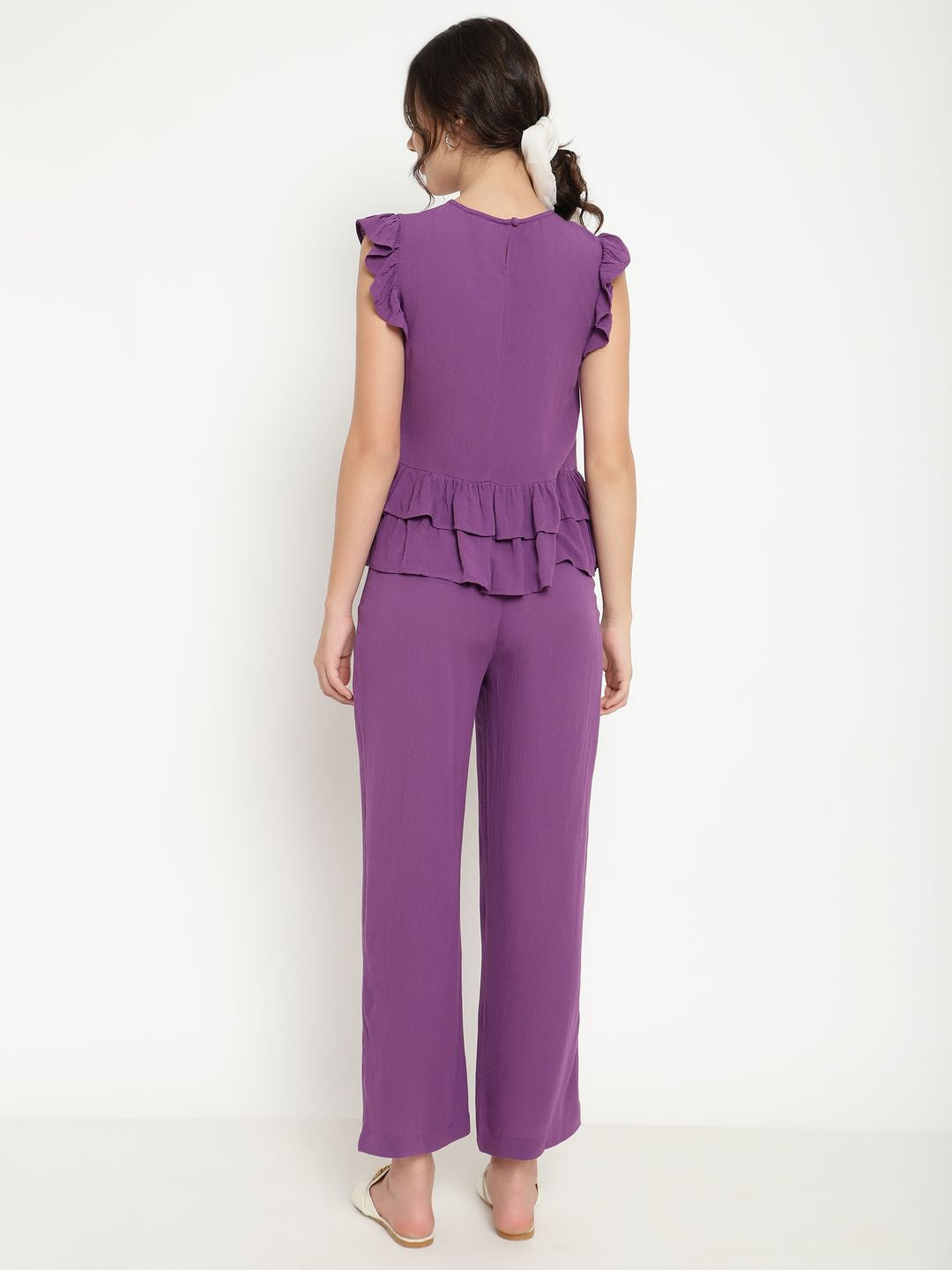 Layered Purple 2-Piece Coord Set in Crinkle Rayon Beatnik