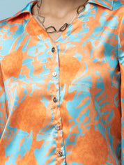 Vibrant Abstract Print Satin 2-Piece Coord Set Beatnik India