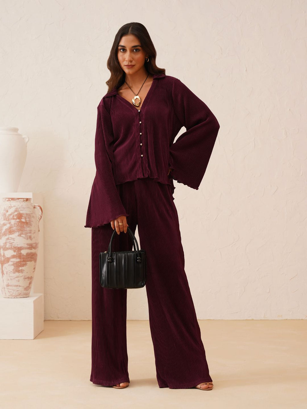 Beatnik Wine Color 2 Piece Coord Womens Coords Beatnik