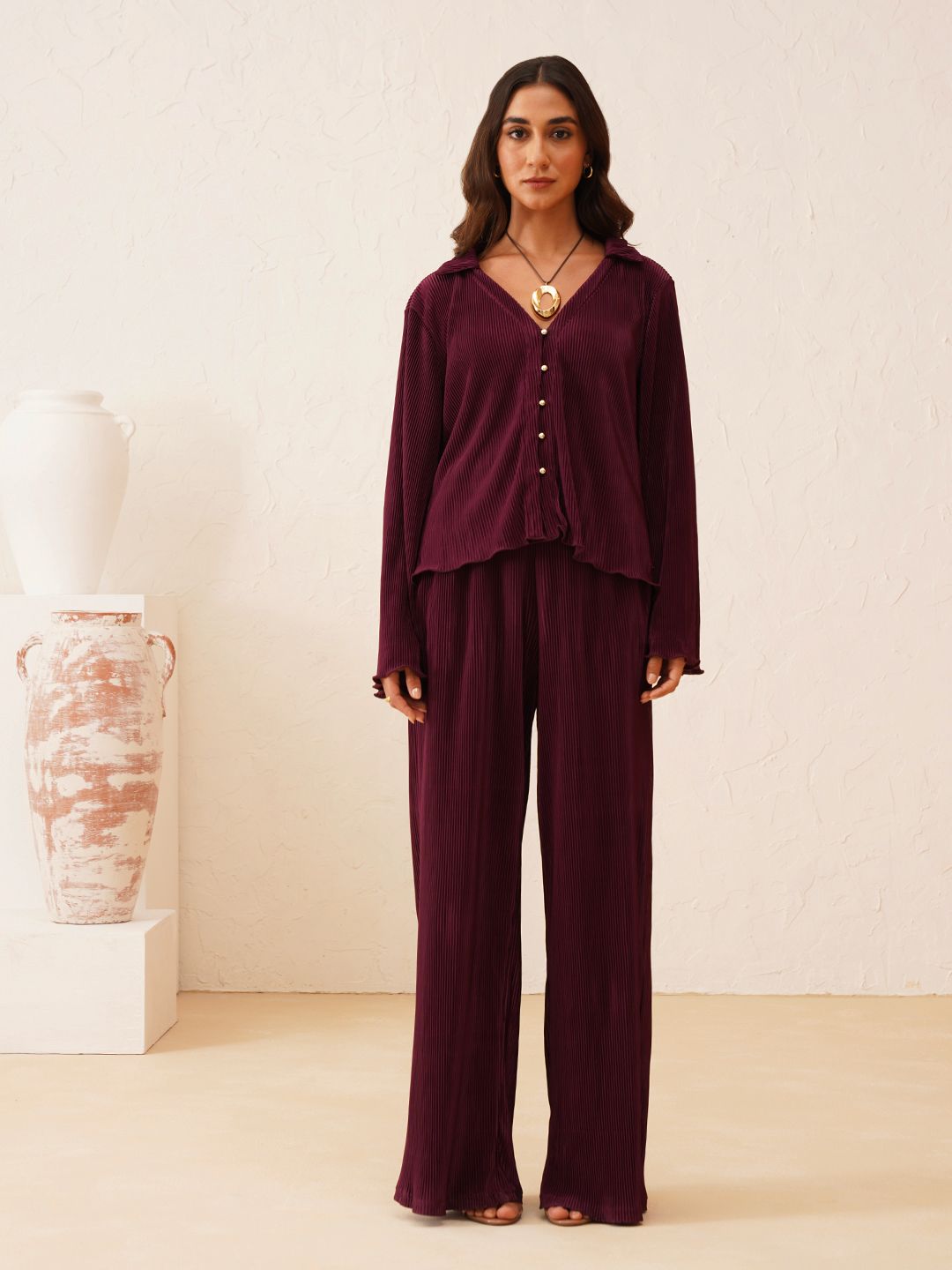 Beatnik Wine Color 2 Piece Coord Womens Coords Beatnik