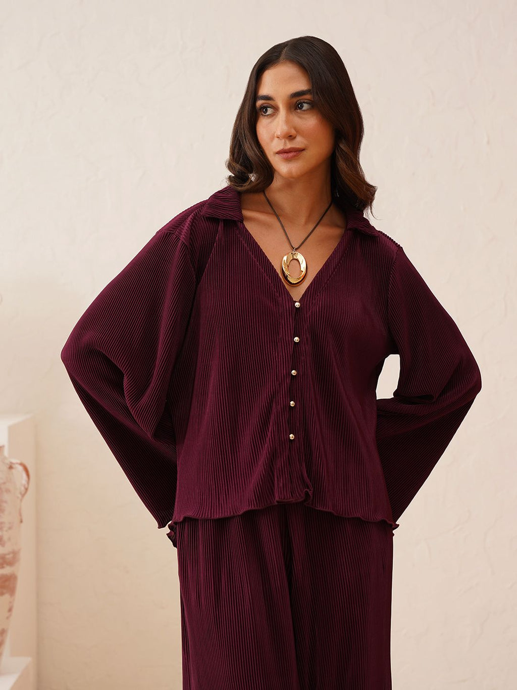 Beatnik Wine Color 2 Piece Coord Womens Coords Beatnik